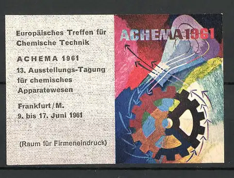 Reklamemarke Frankfurt, "Achema"-Ausstellung 1961, Messelogo