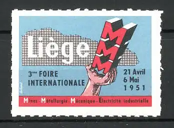 Reklamemarke Liége, 3éme Foire Internationale 1951, Messelogo