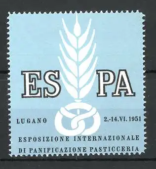 Reklamemarke Lugano, Esposizione Internazionale di Panificazione Pasticceria 1951, Messelogo