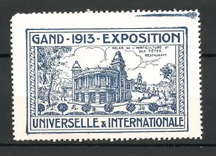 Reklamemarke Gand, Exposition Universelle et Internationale 1913, Palais de l'Horticulture