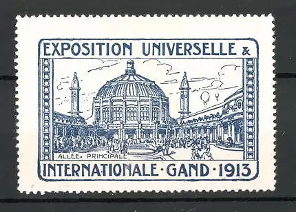 Reklamemarke Gand, Exposition Universelle et Internationale 1913, allée principale