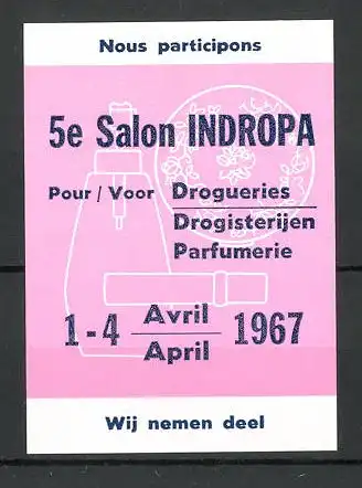 Reklamemarke 5e Salon "Indopra" pour Parfumerie 1967, Messelogo