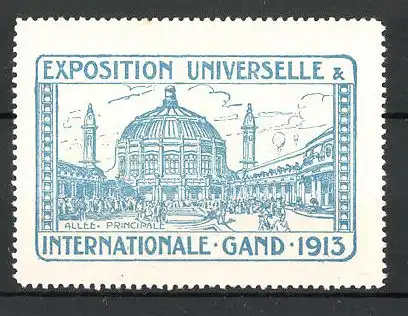 Reklamemarke Gand, Exposition Universelle et Internationale 1913, allée principale