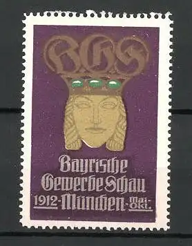 Reklamemarke München, bayerische Gewerbeschau 1912, Messelogo