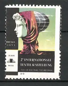 Reklamemarke Brüssel, 2. internationale Textilausstellung 1955, Messelogo