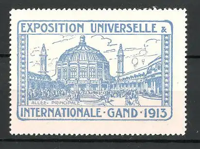 Reklamemarke Gand, Exposition Universelle et Internationale 1913, allée principale, blau