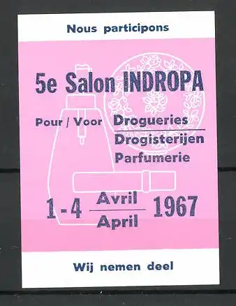 Reklamemarke 5e Salon "Indopra" 1967, "Pour Drogueries", Messelogo