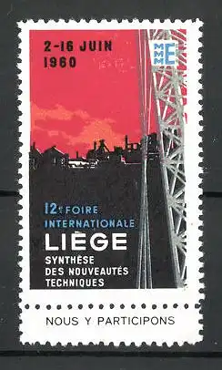 Reklamemarke Liége, 12e Foire Internationale des nouveautes Techniques 1960, Messelogo