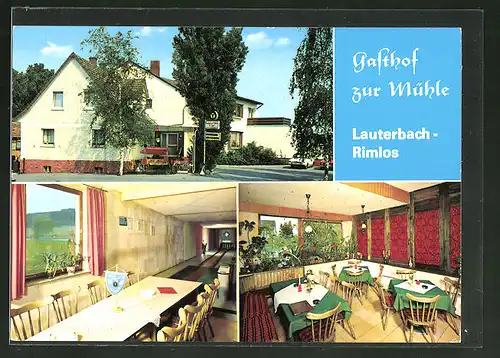 AK Lauterbach-Rimlos, Ansichten vom Gasthof zur Mühle, Lauterbacher Strasse 10