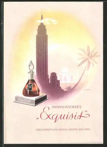 AK Reklame für Parfumeries "Exquisit", Engelhardt & Co., Berlin