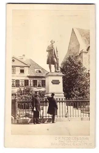 Fotografie C. F. Beddies & Sohn, Braunschweig, Ansicht Braunschweig, Lessing-Denkmal