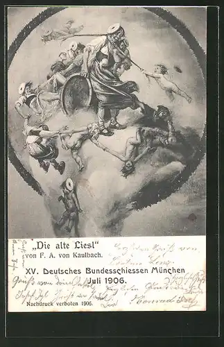 Künstler-AK München, XV. Deutsches Bundesschiessen 1906, "Die alte Liesl"