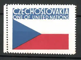 Reklamemarke Flagge der Tschechoslowakei, "One of United Nations!"
