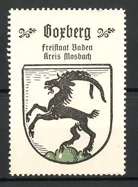 Reklamemarke Wappen von Boxberg, Freistaat Baden, Kreis Mosbach
