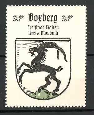 Reklamemarke Wappen von Boxberg, Freistaat Baden, Kreis Mosbach