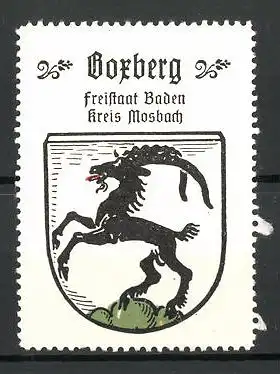Reklamemarke Wappen von Boxberg, Freistaat Baden, Kreis Mosbach
