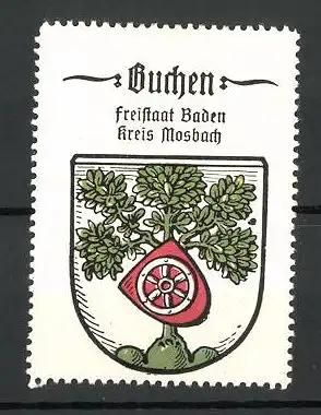 Reklamemarke Wappen von Buchen, Freistaat Baden, Kreis Mosbach