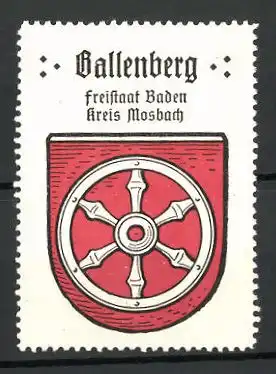 Reklamemarke Wappen von Gallenberg, Freistaat Baden, Kreis Mosbach