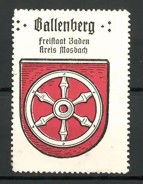 Reklamemarke Wappen von Gallenbach, Freistaat Baden, Kreis Mosbach
