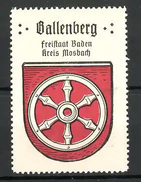 Reklamemarke Wappen von Gallenbach, Freistaat Baden, Kreis Mosbach