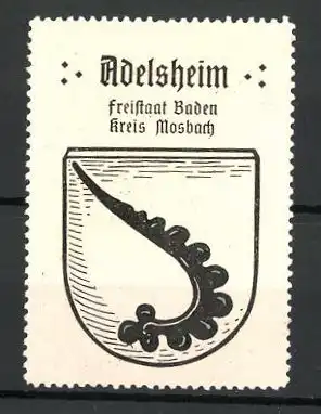 Reklamemarke Wappen von Adelsheim, Freistaat Baden, Kreis Mosbach