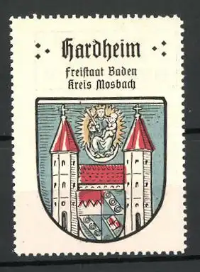 Reklamemarke Wappen von Hardheim, Freistaat Baden, Kreis Mosbach