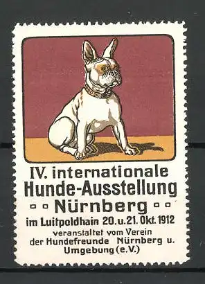 Reklamemarke Nürnberg, IV. internationale Hunde-Ausstellung 1912, Rassehund, braun