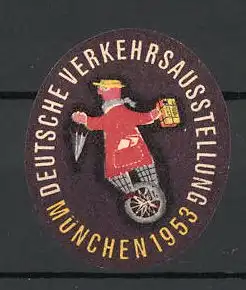 Reklamemarke München, deutsche Verkehrs-Ausstellung 1953, Messelogo