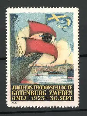 Reklamemarke Gotenburg, Jubileums Tentoonstelling 1923, Hafenmotiv
