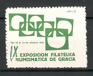 Künstler-Reklamemarke Gracia, IX. Exposicion Filatelica y Numismatica 1958, Messelogo