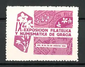Reklamemarke Gracia, IX. Exposicion Filatelica y Numismatica 1958, Messelogo