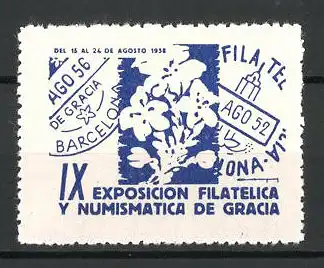 Reklamemarke Gracia, IX. Exposicion Filatelica y Numismatica 1958, Messelogo