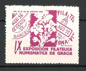 Reklamemarke Gracia, IX. Exposicion Filatelica y Numismatica 1958, Messelogo