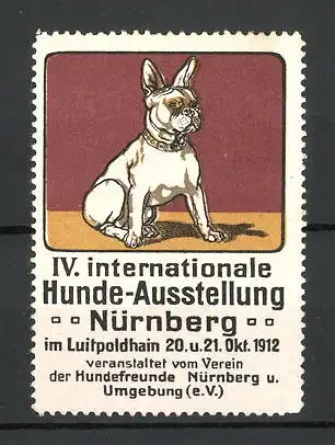 Reklamemarke Nürnberg, IV. internationale Hunde-Ausstellung 1912, Rassehund, braun