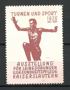 Reklamemarke Kaiserslautern, Ausstellung für Leibesübungen und Gesundheitspflege 1926, Athlet