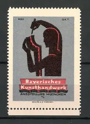 Reklamemarke München, Ausstellung "Bayerisches Kunsthandwerk" 1925, Messelogo