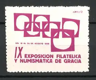 Reklamemarke Gracia, IX. Exposicion Filatelica y Numismatica 1958, Messelogo