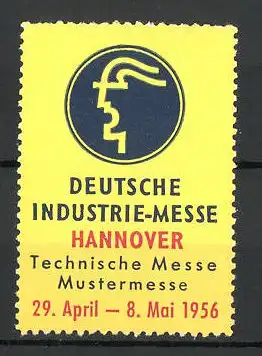 Reklamemarke Hannover, deutsche Industrie-Messe 1956, Messelogo