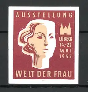 Reklamemarke Lübeck, Ausstellung "Welt der Frau" 1955, Messelogo