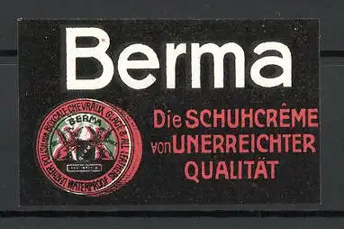 Reklamemarke "Berma"-Schuhcreme, "Unerreichte Qualität!", Schuhcreme-Dose