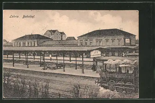 AK Lehrte, Einfahrende Eisenbahn am Bahnhof