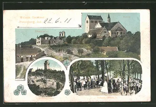 AK Petersberg, Wehdes Garten, Kirche, Bismarckturm