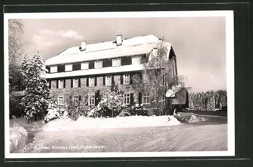 AK Rothaus / bad. Schwarzwald, Partie am Kurhaus Rothaus im Winter
