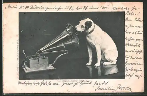 AK "Die Stimme seines Herrn", Hund vor dem Grammophon