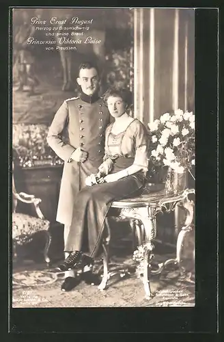 AK Prinz Ernst August Herzog von Braunschweig und seine Braut Prinzessin Viktoria Luise