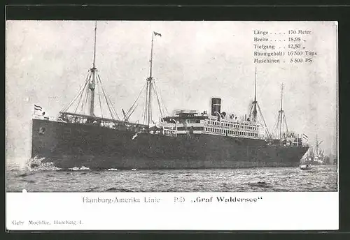 AK Hamburg-Amerika Linie, Passagierschiff Graf Waldersee