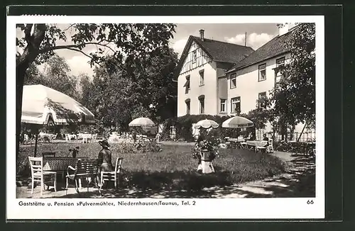 AK Niedernhausen / Taunus, Gasthaus & Pension "Pulvermühle"