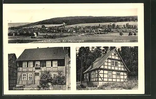 AK Altenbrunslar, Gesamtansicht, Forsthaus, Gemischtwarenhandlung