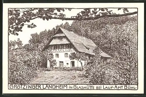 Künstler-AK Glashütte, Partie am Götzinger Landheim