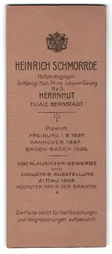 Fotografie H. Schmorrde, Herrnhut-Bernstadt, Portrait bürgerliche junge Frau